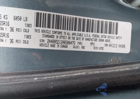 2010 Chrysler Town & Country Touring z USA, uszkodzony, nr VIN 2A4RR5D12AR300475